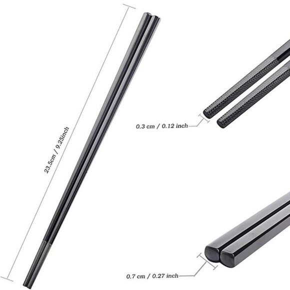 Metal Chopsticks Reusable Titanium Plated Stainless Steel 9.5” Set of 5 - Picture 8 of 8